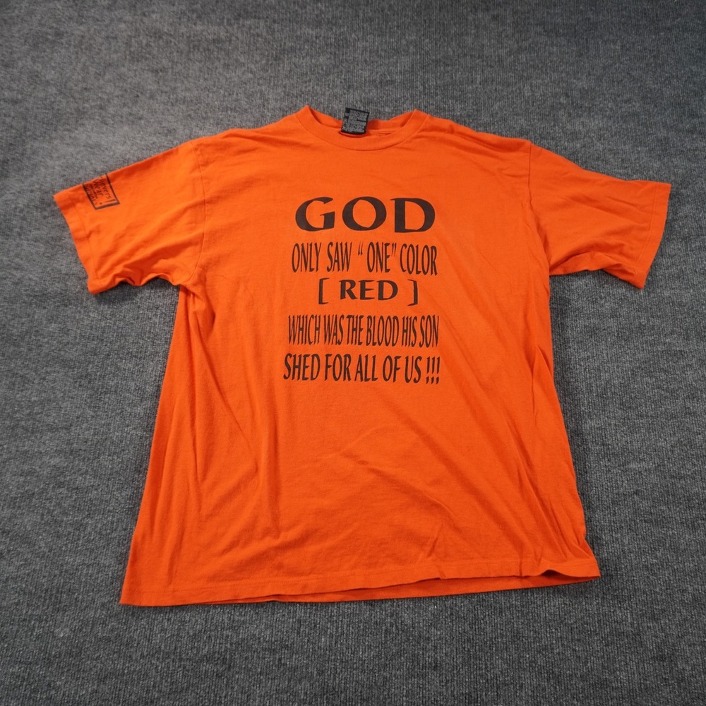 Vintage Jesus T Shirt Mens XL Orange Religious Graphic Cotton Heavyweight USA
